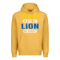Mustard wolverine on saturday lion on sunday fans detroit vintage pullover hoo Premium Hoodie - linhVisuals