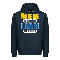 Navy wolverine on saturday lion on sunday fans detroit vintage pullover hoo Premium Hoodie - linhVisuals