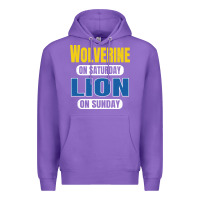 Purple wolverine on saturday lion on sunday fans detroit vintage pullover hoo Premium Hoodie - linhVisuals