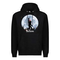 Black santa bigfoot christmas rock funny sasquatch believe xmas t shirt Premium Hoodie - linhVisuals