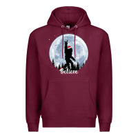 Burgundy santa bigfoot christmas rock funny sasquatch believe xmas t shirt Premium Hoodie - linhVisuals