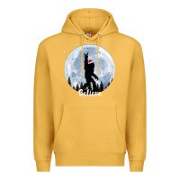 Mustard santa bigfoot christmas rock funny sasquatch believe xmas t shirt Premium Hoodie - linhVisuals