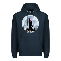 Navy santa bigfoot christmas rock funny sasquatch believe xmas t shirt Premium Hoodie - linhVisuals