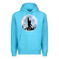 Ocean Blue santa bigfoot christmas rock funny sasquatch believe xmas t shirt Premium Hoodie - linhVisuals
