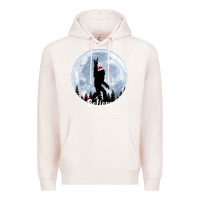 Pale Pink santa bigfoot christmas rock funny sasquatch believe xmas t shirt Premium Hoodie - linhVisuals