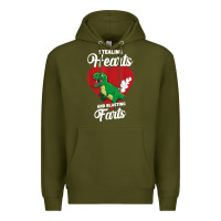 Army Green stealing hearts and blasting farts valentine's day t shirt Premium Hoodie - linhVisuals
