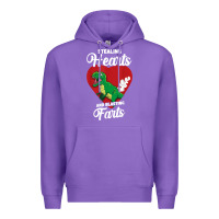 Purple stealing hearts and blasting farts valentine's day t shirt Premium Hoodie - linhVisuals