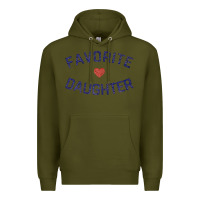 Army Green womens favorite daughter heart distressed vintage faded classic t shir Premium Hoodie - linhVisuals