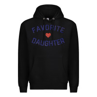 Black womens favorite daughter heart distressed vintage faded classic t shir Premium Hoodie - linhVisuals