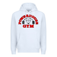 White POWERHOUSE GYM VINTAGE SPORT Premium Hoodie - linhVisuals