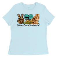 Baby Blue Peace Love Persian Cat Ladies Tee - LillyAllenDesigns