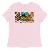 Bubblegum Pink Peace Love Persian Cat Ladies Tee - LillyAllenDesigns