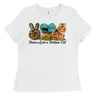 White Peace Love Persian Cat Ladies Tee - LillyAllenDesigns