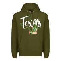 Army Green texas state map pride cactus vintage texas sweatshirt Premium Hoodie - linhVisuals