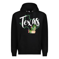 Black texas state map pride cactus vintage texas sweatshirt Premium Hoodie - linhVisuals
