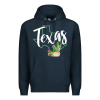 Navy texas state map pride cactus vintage texas sweatshirt Premium Hoodie - linhVisuals