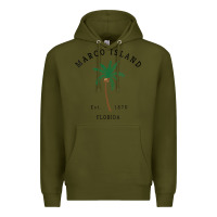 Army Green womens marco island florida colorful palm tree retro novelty art v nec Premium Hoodie - linhVisuals