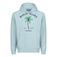 Blue Mist womens marco island florida colorful palm tree retro novelty art v nec Premium Hoodie - linhVisuals