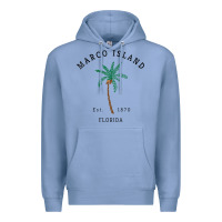 Colony Blue womens marco island florida colorful palm tree retro novelty art v nec Premium Hoodie - linhVisuals
