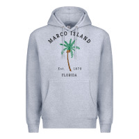Heather Grey womens marco island florida colorful palm tree retro novelty art v nec Premium Hoodie - linhVisuals