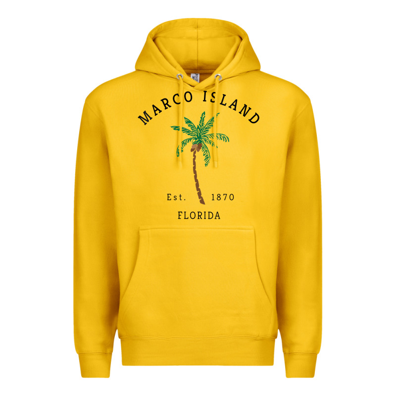 Womens Marco Island Florida Colorful Palm Tree Retro Novelty Art V Nec Premium Hoodie by linhVisuals | Teevron