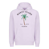 Lilac womens marco island florida colorful palm tree retro novelty art v nec Premium Hoodie - linhVisuals