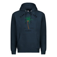 Navy womens marco island florida colorful palm tree retro novelty art v nec Premium Hoodie - linhVisuals