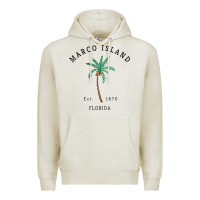Oatmeal Heather womens marco island florida colorful palm tree retro novelty art v nec Premium Hoodie - linhVisuals
