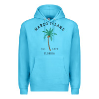 Ocean Blue womens marco island florida colorful palm tree retro novelty art v nec Premium Hoodie - linhVisuals