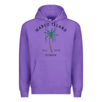 Purple womens marco island florida colorful palm tree retro novelty art v nec Premium Hoodie - linhVisuals