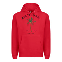 Red womens marco island florida colorful palm tree retro novelty art v nec Premium Hoodie - linhVisuals