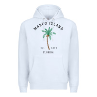 White womens marco island florida colorful palm tree retro novelty art v nec Premium Hoodie - linhVisuals