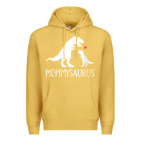 Antique Gold womens mommysaurus mom and baby dinosaur v neck t shirt Premium Hoodie - linhVisuals