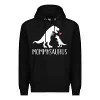 Black womens mommysaurus mom and baby dinosaur v neck t shirt Premium Hoodie - linhVisuals