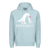 Blue Mist womens mommysaurus mom and baby dinosaur v neck t shirt Premium Hoodie - linhVisuals