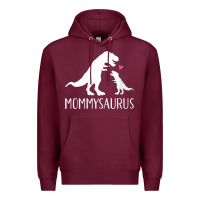 Burgundy womens mommysaurus mom and baby dinosaur v neck t shirt Premium Hoodie - linhVisuals