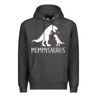 Charcoal Heather womens mommysaurus mom and baby dinosaur v neck t shirt Premium Hoodie - linhVisuals