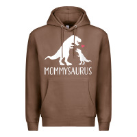 Chestnut womens mommysaurus mom and baby dinosaur v neck t shirt Premium Hoodie - linhVisuals