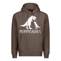 Coffee womens mommysaurus mom and baby dinosaur v neck t shirt Premium Hoodie - linhVisuals