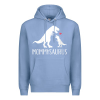 Colony Blue womens mommysaurus mom and baby dinosaur v neck t shirt Premium Hoodie - linhVisuals