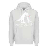 Dove Grey womens mommysaurus mom and baby dinosaur v neck t shirt Premium Hoodie - linhVisuals