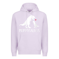 Lilac womens mommysaurus mom and baby dinosaur v neck t shirt Premium Hoodie - linhVisuals