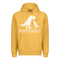 Mustard womens mommysaurus mom and baby dinosaur v neck t shirt Premium Hoodie - linhVisuals