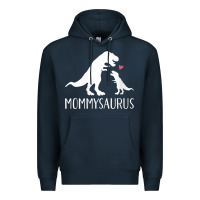 Navy womens mommysaurus mom and baby dinosaur v neck t shirt Premium Hoodie - linhVisuals