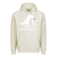 Oatmeal Heather womens mommysaurus mom and baby dinosaur v neck t shirt Premium Hoodie - linhVisuals