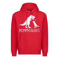 Red womens mommysaurus mom and baby dinosaur v neck t shirt Premium Hoodie - linhVisuals