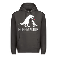 Smoke womens mommysaurus mom and baby dinosaur v neck t shirt Premium Hoodie - linhVisuals