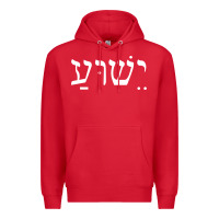 Red yeshua jesus in hebrew pullover hoodie Premium Hoodie - linhVisuals