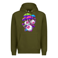 Army Green psychedelic mushroom hippie magic fungus shrooms trance rave t shirt Premium Hoodie - linhVisuals