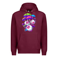 Burgundy psychedelic mushroom hippie magic fungus shrooms trance rave t shirt Premium Hoodie - linhVisuals